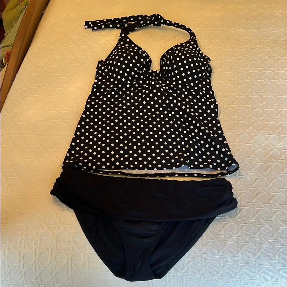 Stylish Black and White Polka Dot Swimsuit